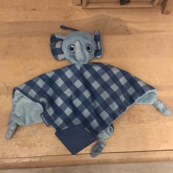 Booginhead Baby Lovey Elephant Blue Teether Security Blanket Knotted Corners - Picture 2 of 7